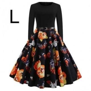 新品☆ベルト付き♪キャラ猫かわいいワンピース L