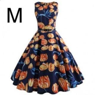 新品☆ベルト付き♪花柄♪ふんわり綺麗ワンピース M