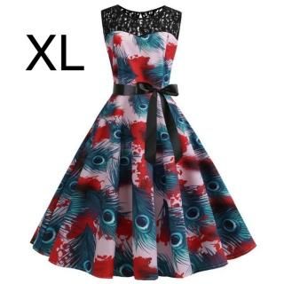 新品☆胸元レース♪腰リボン付き♪綺麗ワンピース XL