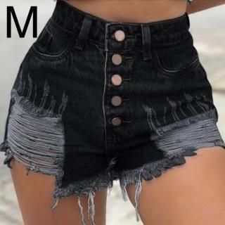 新品☆クラッシュ加工♪ショートパンツ ブラック M