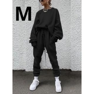 新品☆カジュアル♪シンプル上下セットアップ ブラック M