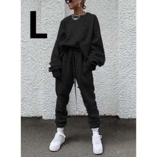新品☆カジュアル♪シンプル上下セットアップ ブラック L
