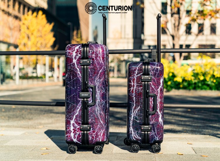 新品centurionスーツケース/大容量26インチ/紫大理石模様/フレーム