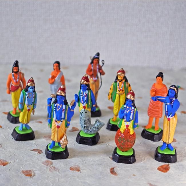 インドの置物 インド のミニチュアドール 神様 セット シヴァ・クリシュナ