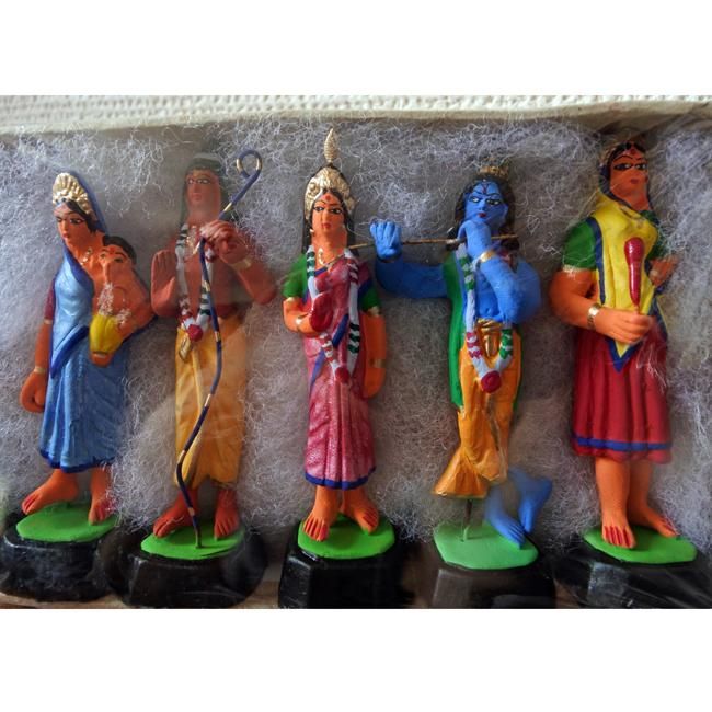 インドの置物 インド のミニチュアドール 神様 セット シヴァ・クリシュナ