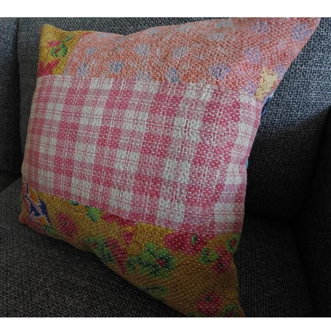ラリーキルト クッションカバー カンタ刺繍 リヴァーシブル 45