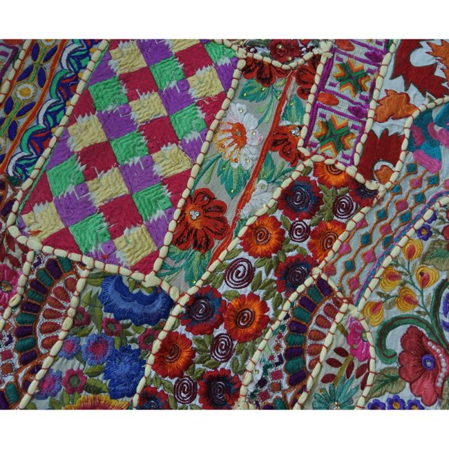 刺繍パッチワーク タペストリー 敷物 No.5 - インドの布とキルト 