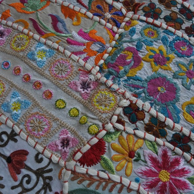 刺繍パッチワーク タペストリー 敷物 No.9 インドの布とキルト KHUSHBOO クシュブー