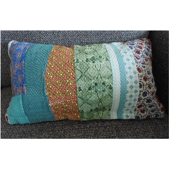 ラリーキルト クッションカバー カンタ刺繍 リヴァーシブル 45 
