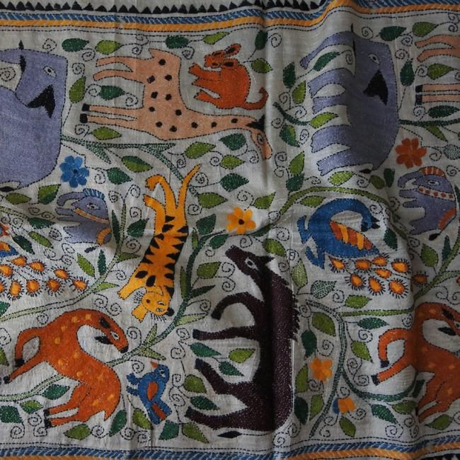 カンタ刺繍大判ショール サファリ キャメル | 高級カンタ カンタ刺繍大判ショール サファリ キャメル | 高級カンタ