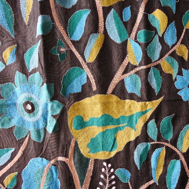カンタ刺繍 　大判 ストール　ビッグフラワー　パープル 楽天市場】【10%OFFクーポン対象品】カンタ刺繍 シルクストール