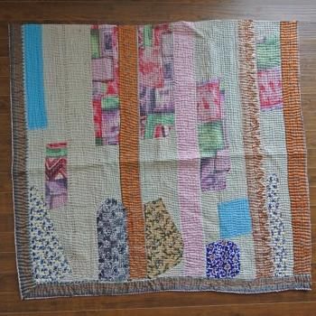 カラフル スクエア型ステッチ ラリーキルト インテリア カンタキルト 377