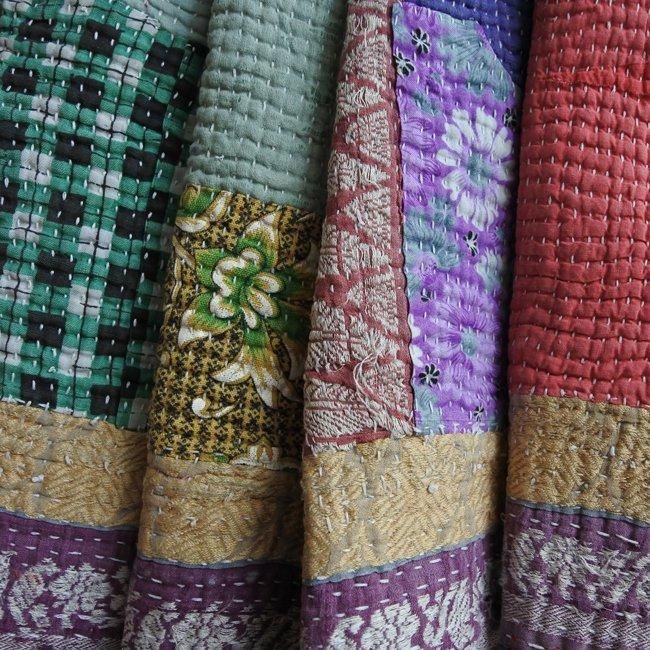 ラリーキルト ヴィンテージ カンタ ラグ No.498 | 線の細いフラワー柄