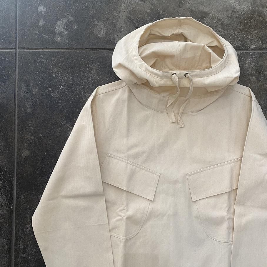HAWKWOOD MERCANTILE ”GUNNERS SMOCK” COTTON HBT WHITE - SIGNAL