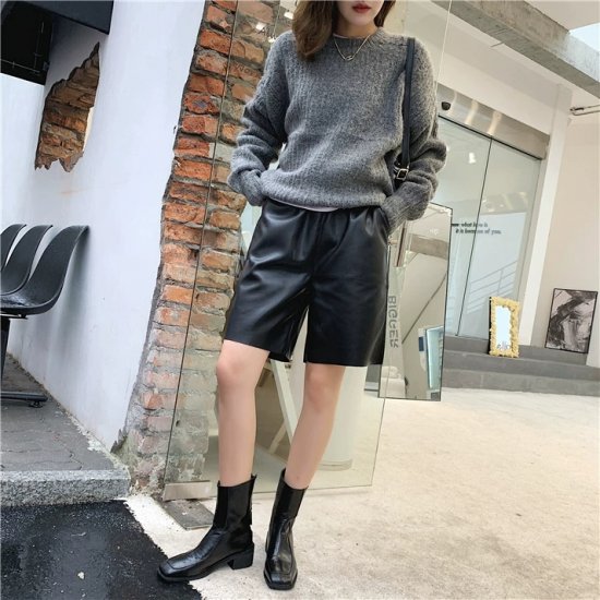 Fake leather short pants | フェイクレザー|ハーフパンツ|ハーパン 