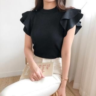 Frill shoulder knit