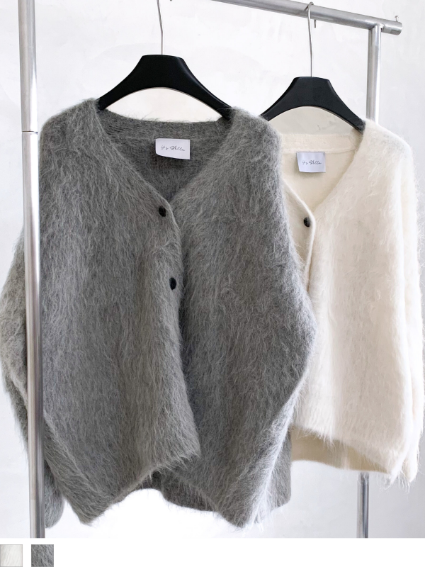 Alpaca shaggy cardigan