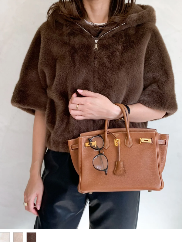 Eco fur hoodie jacket