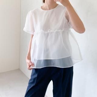Sheer frill blouse
