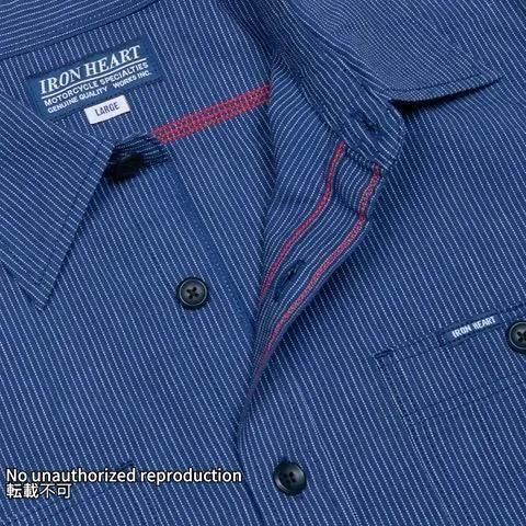 インディゴオックスフォードセルビッチ半袖シャツ - IRON HEART