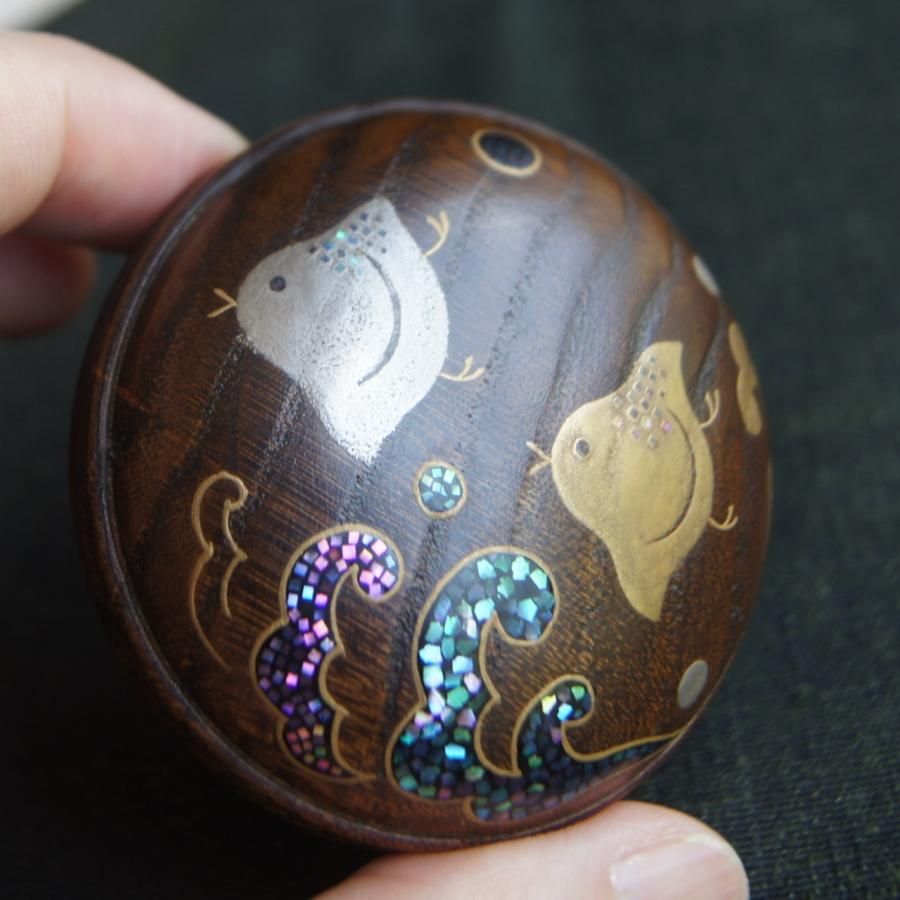 蒔絵屋・伯兆 千鳥蒔絵香合 - 日本の美しい手仕事 和雑貨 翠