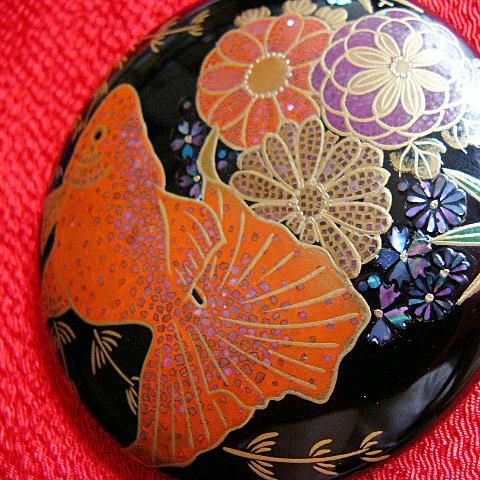 蒔絵屋・伯兆 金魚蒔絵姫鏡 - 日本の美しい手仕事 和雑貨 翠