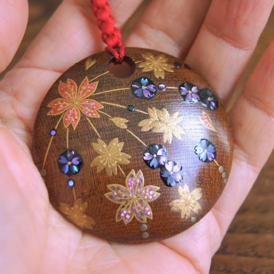 蒔絵屋・伯兆 蒔絵ペンダントトップ しだれ桜｜和雑貨 翠