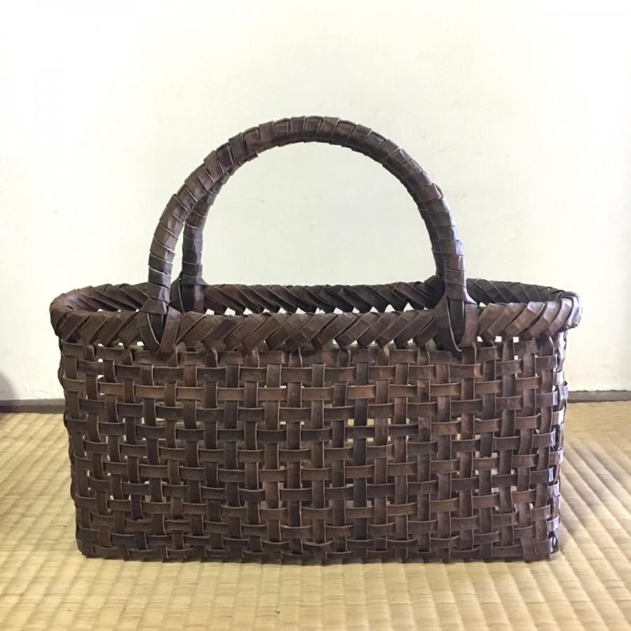Kagocco Pepin くるみ 手提げかご (横長 四つ目・裏皮) Kagocco Pepin くるみ 手提げかご (横長 四つ目・裏皮)