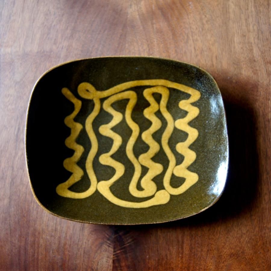 スリップウェア 四角平皿 齊藤十郎 角平皿 スリップウェア01 - 日本の美しい手仕事 和雑貨