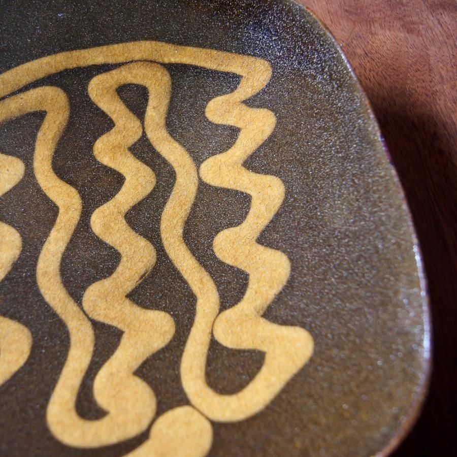 齊藤十郎 角平皿 スリップウェア01 - 日本の美しい手仕事 和雑貨