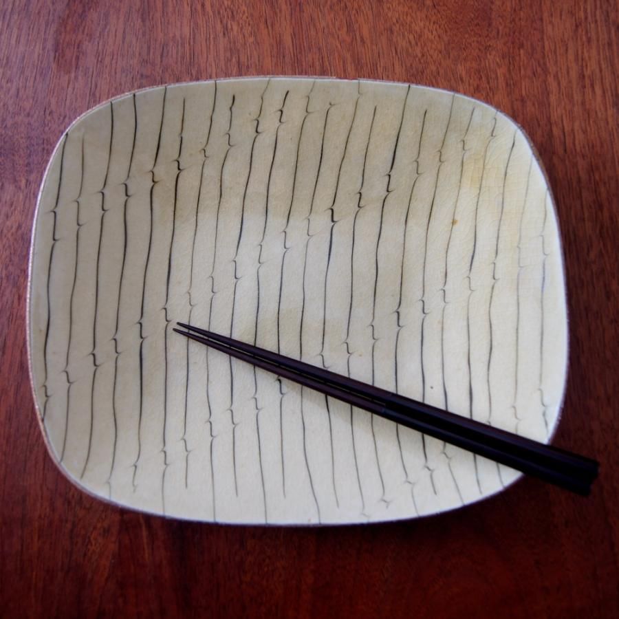 スリップウェア 四角平皿 値下げしました】齊藤十郎 角平皿 スリップウェア03 - 日本の