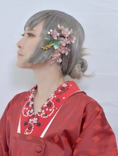 アメリカンフラワー 桜 髪飾り(バレッタ) - 和狐ん-wakon- アメリカンフラワー 桜 髪飾り(バレッタ) - 和狐ん-wakon-
