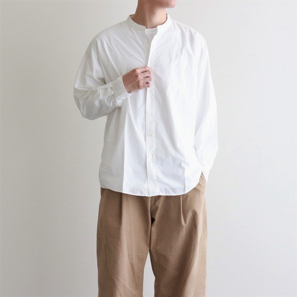 ciota / スビンコットン タイプライター バンドカラーシャツ #ホワイト