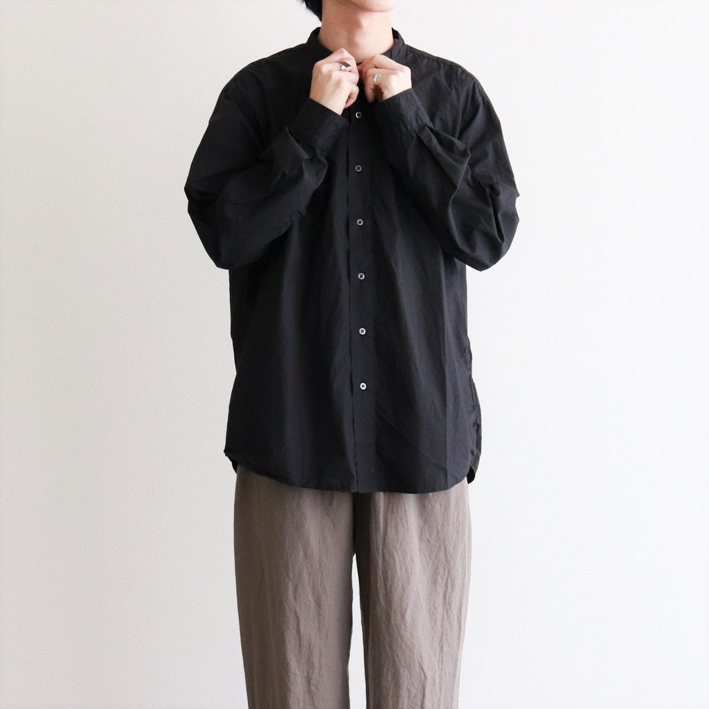 CIOTA | シオタ _ スビンコットン タイプライター バンドカラーシャツ #ブラック [SHLM-102M]