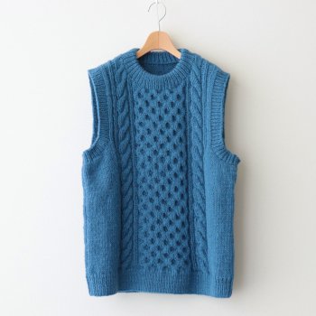 CABLE KNIT VEST #BLUE [A62203] _ HARVESTY | ハーベスティ