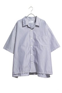 UPSIZED FIT - Limited Half Sleeve Open Collar Stripe Shirt 