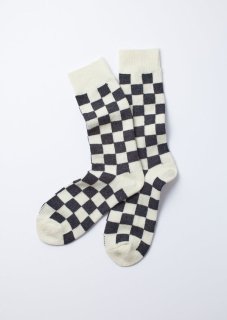 ROTOTO - Recycle Wool Checkerboard Crew Socks 