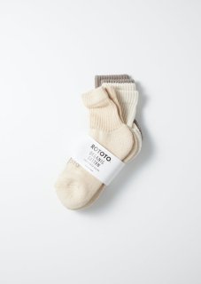 ROTOTO - Organic Daily 3 Pack Mini Crew Socks 