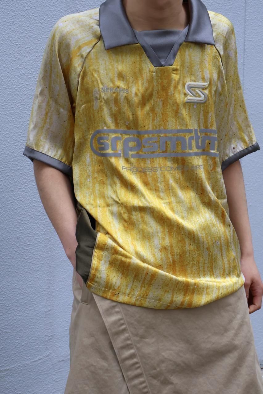 SERAPIS MARITIME - Cream Yellow Drips S/S Silk Football Top -