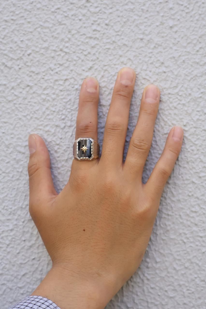 ★LHN Jewelry USA★ オニキス 指輪 真鍮 ブラス アールデコ ☆LHN Jewelry USA☆ オニキス 指輪 真鍮 ブラス アールデコ