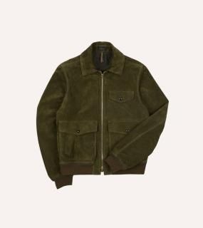 Drake's - Heavyweight Suede A-2 Bomber Jacket 