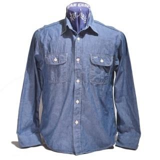 SUGAR CANE BLUE CHAMBRAY WORK SHIRT(SC27850-421A)