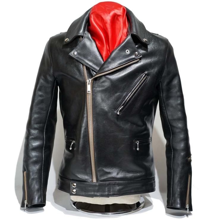 666LEATHER WEAR/HORSEHIDE BLACK・FRONT FLAP RIDERS JACKET 