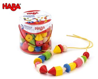 ［3歳-］カラービーズ・6つの形〈紐通し・木のおもちゃ〉HABA