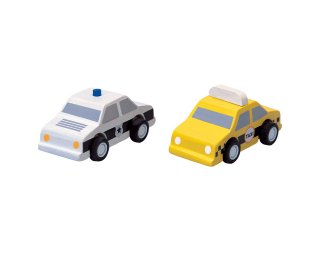 ［3歳-］タクシーとパトカー〈車のおもちゃ〉PLANTOYS