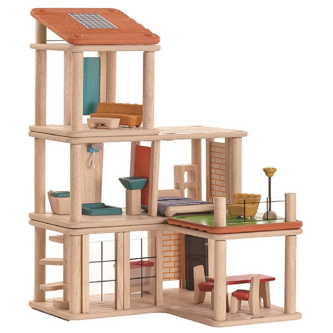 3歳-］クリエイティブ プレイ ハウス〈ドールハウス〉PLANTOYS｜木のおもちゃ・知育玩具 STUDY PARK