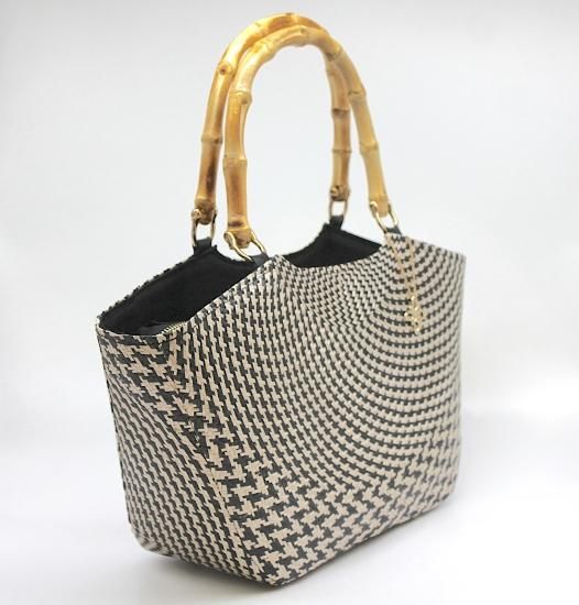 Sampaguita　ブリヤシかごバッグ 軽いブリヤシ製かごバッグ Pavoreal(パボレアル) チェック柄