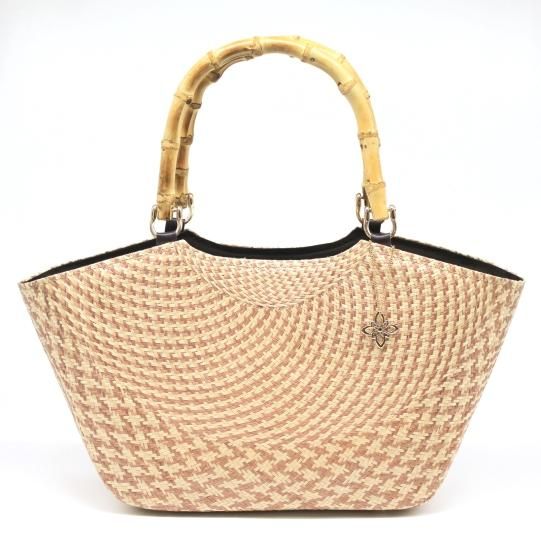 軽いブリヤシ製かごバッグ Pavoreal(パボレアル) チェック柄