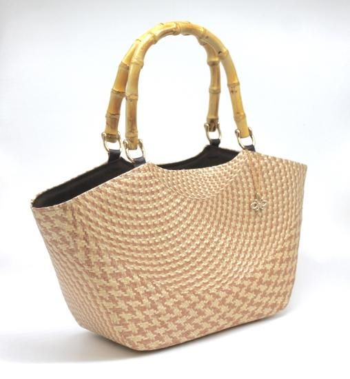 軽いブリヤシ製かごバッグ Pavoreal(パボレアル) チェック柄