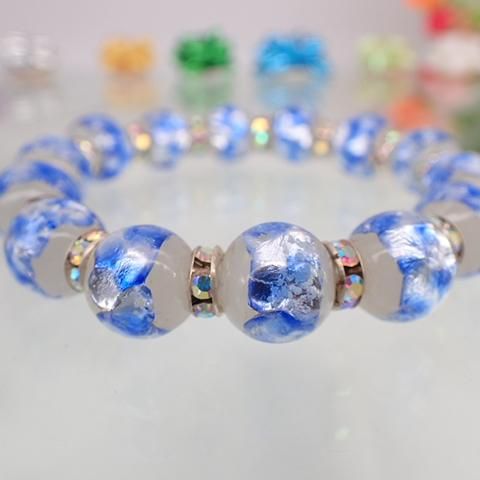 ホタルガラスブレスレット/白ラベンダー(光)/12mm ホタルガラスブレスレット/白ラベンダー(光)/12mm